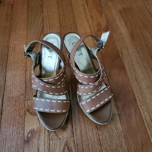 LOFT  Brown Leather Strappy Sandals